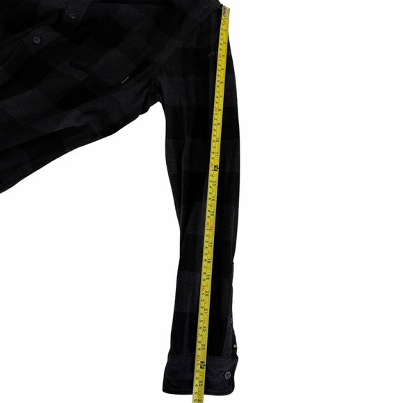 QUIKSILVER Black Gray Plaid Motherfly Flannel Button Up Shirt Modern Fit m - Picture 14 of 15